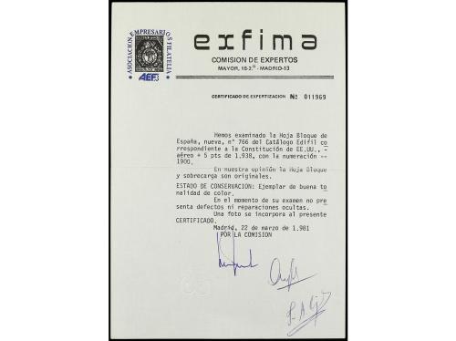 ** ESPAÑA. Ed. 766. HB Aéreo + 5 pts. LUJO. Cert. EXFIMA (19