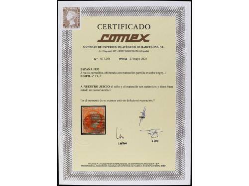 ° ESPAÑA. Ed. 19. 2 reales bermellón. Buenos márgenes. Muy b