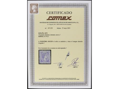 * ESPAÑA. Ed. 171. 10 pesetas azul, bien centrado. Dentado d