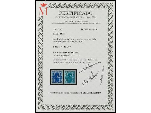 ** ESPAÑA. Ed. NE 56/7. 2 valores, SERIE COMPLETA. NO EXPEND