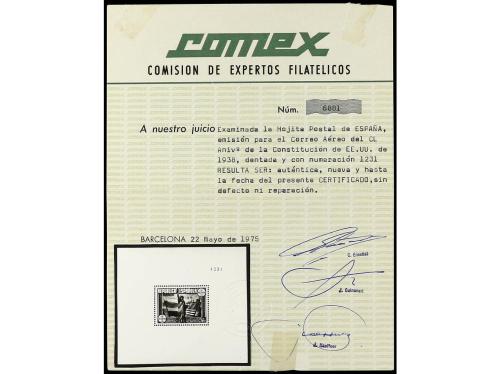 ** ESPAÑA. Ed. 766. HOJITA BLOQUE. Aéreo + 5 pts. Cert. COME