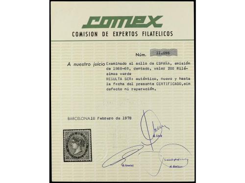 * ESPAÑA. Ed. 100. 200 milésimas verde. LUJO. Muy raro en es