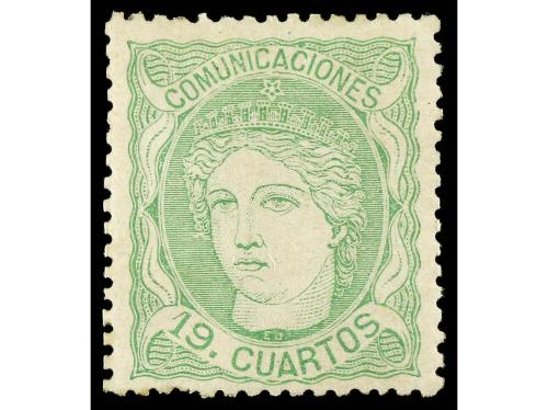 * ESPAÑA. Ed. 114. 19 cuartos verde, muy bien centrado. Se i