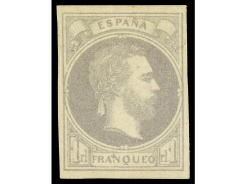 (*) ESPAÑA. Ed. 158. 1 real violeta pálido, márgenes complet