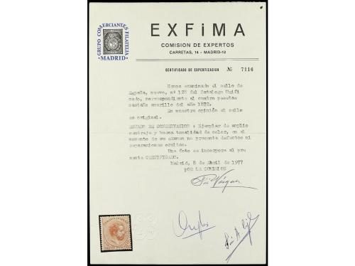 * ESPAÑA. Ed. 128. 4 pesetas castaño. Buen ejemplar. Cert. E
