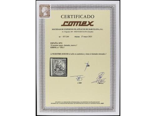 * ESPAÑA. Ed. 152. 10 pesetas negro, bien centrado. Dentado 