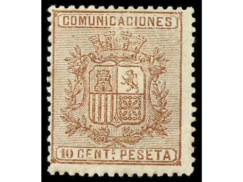 * ESPAÑA. Ed. 153B. 10 céntimos castaño, tipo III, leve plie