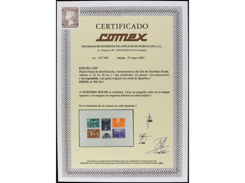 * ESPAÑA: BENEFICENCIA. Ed. NE 34. Hoja bloque NO EXPENDIDA.