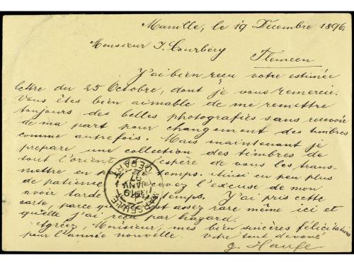 ✉ FILIPINAS. Ed. 123. 1896. MANILA a ALGER (Argelia). Entero