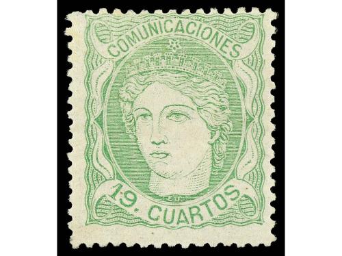 * ESPAÑA. Ed. 114. 19 cuartos verde. Buen ejemplar. Cert. CO