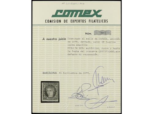 * ESPAÑA. Ed. 114. 19 cuartos verde. Buen ejemplar. Cert. CO