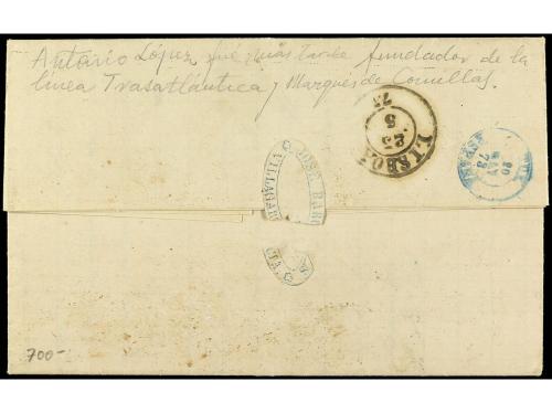 ✉ ESPAÑA. Ed. 121, 123. 1873. VILLAGARCIA (Galicia) a BUENOS