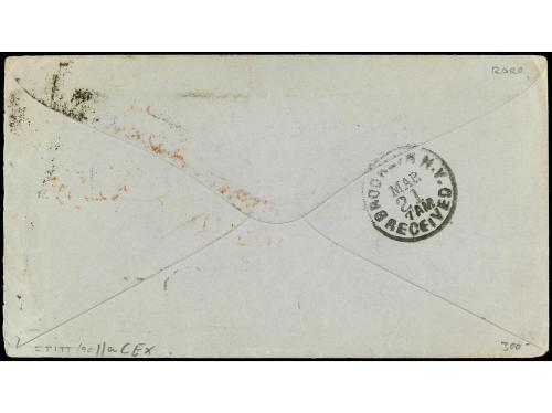 ✉ ESPAÑA. Ed. 127. 1873. BARCELONA a NEW YORK. 1 pta. lila, 