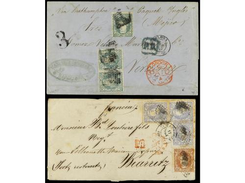 ✉ ESPAÑA. 1870-72. MATRONA. Conjunto de seis cartas con fran