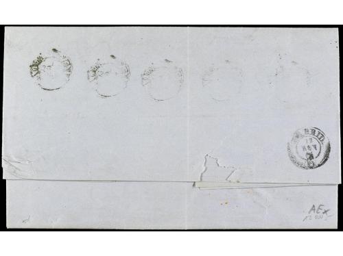 ✉ ESPAÑA. Ed. 81(5). 1866. GIJÓN a MADRID. 4 cuartos azul (5