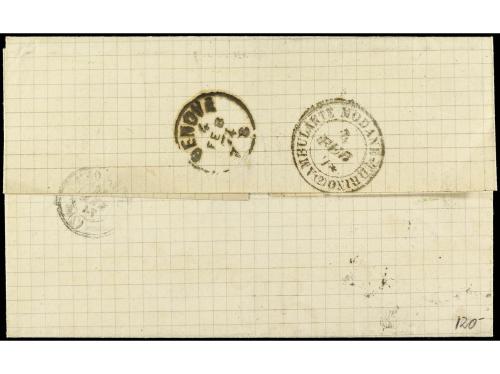 ✉ ESPAÑA. Ed. 133, 136. 1874. BARCELONA a GÉNOVA. 10 cts. ve