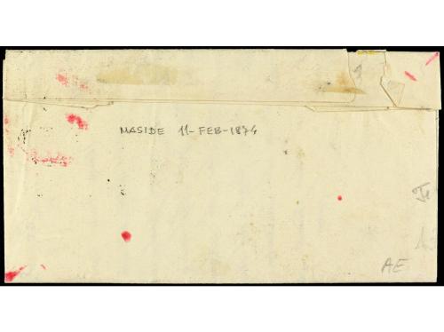 ✉ ESPAÑA. Ed. 133, 141. 1874. MASIDE a ORTIGOSA. 10 cts. ver