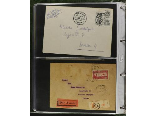 ✉ MARRUECOS. 1910-1950. Álbum con más de 75 cartas o tarjeta