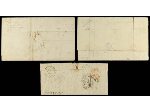 ✉ ESPAÑA. 1864. ISABEL II. Tres cartas franqueadas con 4 cua