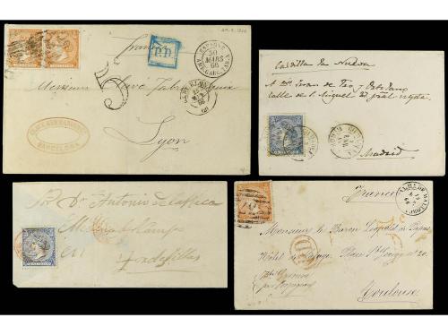 ✉ ESPAÑA. 1866. ISABEL II. Conjunto de ocho cartas con franq