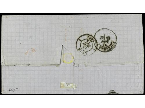 ✉ ESPAÑA. Ed. 148. 1874. BARCELONA a FRANCIA. 40 cts. violet