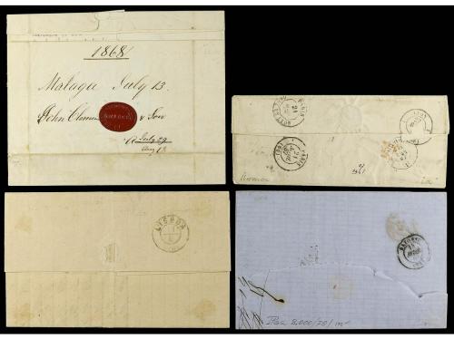 ✉ ESPAÑA. Ed. (4). 1867. ISABEL II. Conjunto de cuatro carta