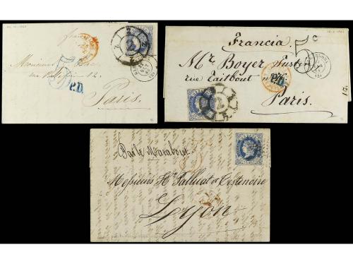 ✉ ESPAÑA. Ed. 59 (6). 1862-64. Conjunto de seis cartas con f
