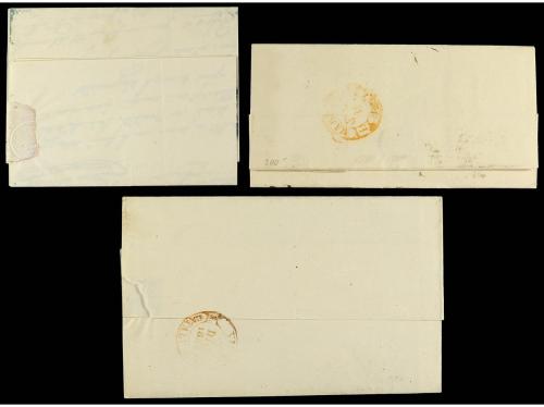 ✉ ESPAÑA. Ed. 17. 1853. Tres cartas con franqueos de 6 cuart