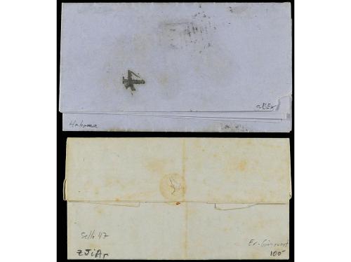 ✉ ESPAÑA. Ed. 43, 47. 1857. 2 cartas con sellos de 2 cuartos
