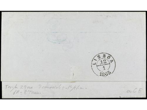 ✉ ESPAÑA. Ed. 70, 73. 1865. FERROL a BUENOS AIRES. 12 cuarto