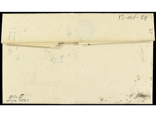 ✉ ESPAÑA. Ed. 22. 1853. MADRID correo interior. 1 cuarto bro