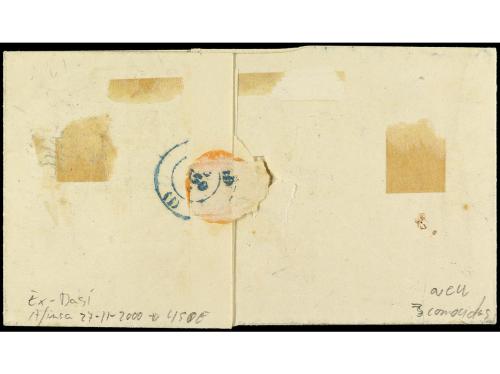 ✉ ESPAÑA. Ed. 40. 1855. IRÚN a MADRID. 4 cuartos rojo, mat. 