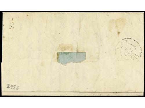 ✉ ESPAÑA. Ed. 40. 1855. SEVILLA a FRANCIA. 4 cuartos rojo, c