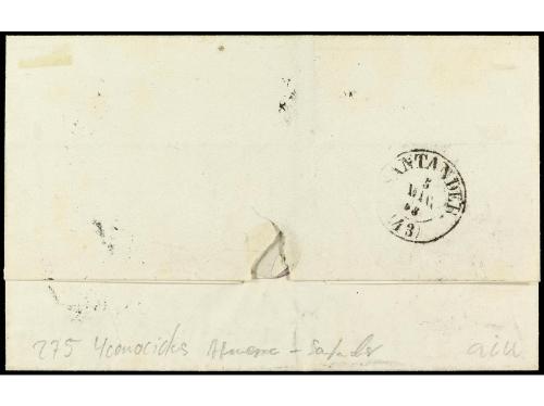 ✉ ESPAÑA. Ed. 48. 1858. ALMERIA a SANTANDER. 4 cuartos rojo,