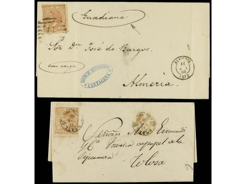 ✉ ESPAÑA. 1867-68. ISABEL II. Cuatro cartas con franqueos de