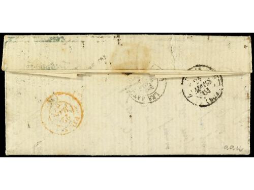 ✉ ESPAÑA. Ed. 53. 1861. CÁDIZ a PARIS. 12 cuartos carmín, ma