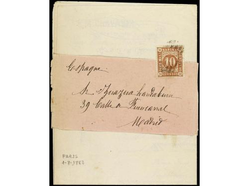 ✉ ESPAÑA. Ed. 94. 1867. PARÍS a MADRID. Faja de impresos con