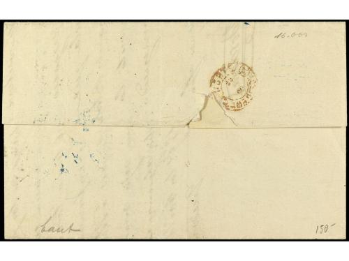 ✉ ESPAÑA. Ed. 96. 1868. ZARAGOZA a PARÍS. 50 mils. castaño (