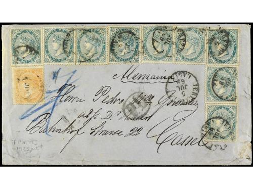 ✉ ESPAÑA. Ed. 89, 100(9). 1869. JEREZ DE LA FRONTERA a CASSE