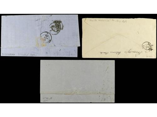 ✉ ESPAÑA. Ed. 98 (3). 1869. Tres cartas. 50 mils. (2), una c