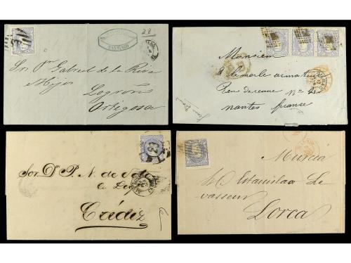 ✉ ESPAÑA. 1870-72. MATRONA. Conjunto de siete cartas. 2 mils