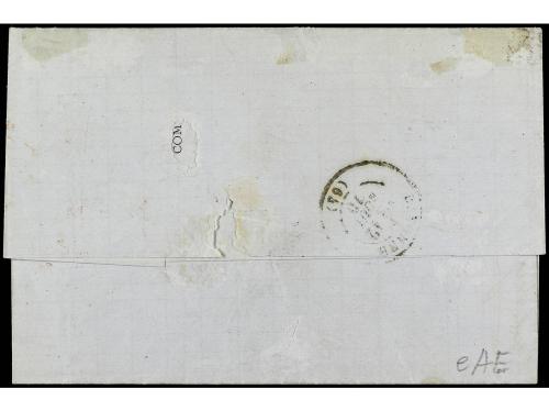 ✉ ESPAÑA. Ed. 106, 107. 1870. IRÚN a BAYONA. 25 mils. gris y