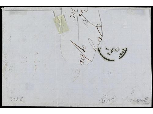 ✉ ESPAÑA. Ed. 106, 107. 1872. IRÚN a BAYONA. 25 mils. lila y