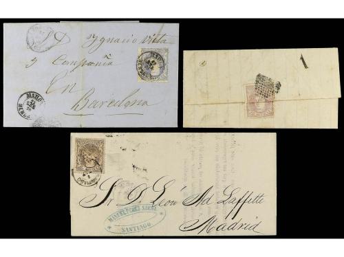 ✉ ESPAÑA. 1870-72. MATRONA. Conjunto de siete cartas. 2 mils