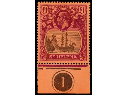 SANTA HELENA. Sg. 95 (3) y 96. 1922. 5 sh. amarillo y verde 