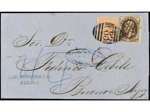 ✉ CUBA. 1873. HABANA a BUENOS AYRES. Carta encaminada hasta 