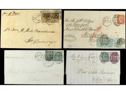 ✉ GRAN BRETAÑA. 1858-85. Conjunto de 17 cartas circuladas a 