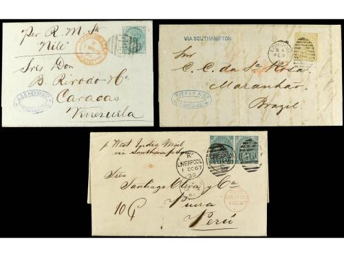 ✉ GRAN BRETAÑA. 1858-85. Conjunto de 17 cartas circuladas a 