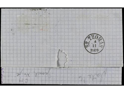 ✉ HAITI. 1880. CAYES a ST. THOMAS. Circulada con sello britá