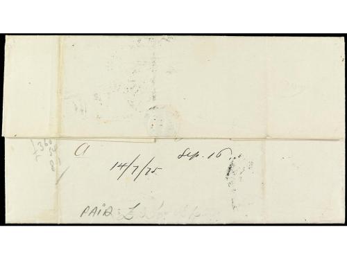 ✉ PERU. 1875. LIMA a NEW YORK. Circulada con sello de Perú d